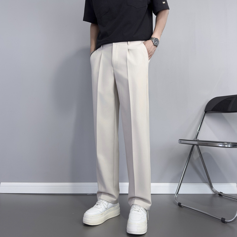 Muške ljetne hlače od ice silk, lagane, opuštenog ravnog kroja, casual hlače s elegantnim izgledom