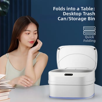 Inteligentný skladací odpadkový kôš so senzorom a indukčným otváraním, 13–17 l, do obývačky, spálne a kuchyne
