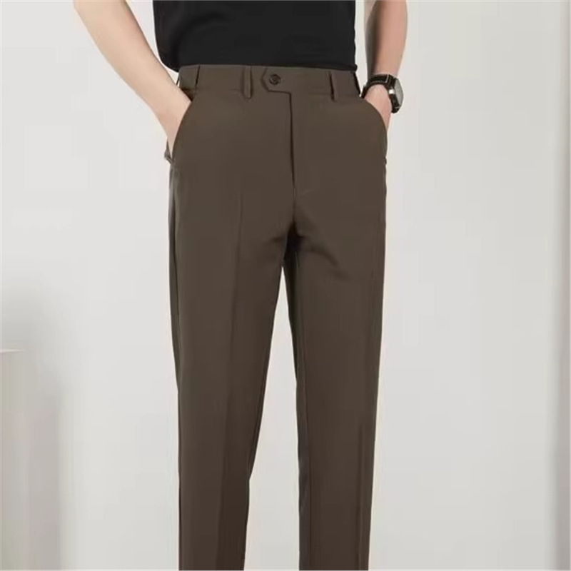 Visokokvalitetne muške hlače casual slim linije za proljeće i jesen, s nevidljivim elastičnim pojasom, drapirani kroj, cropped dužine