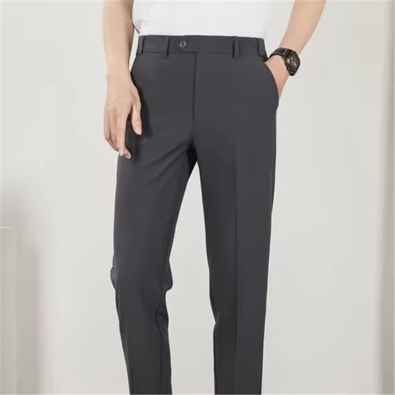 Visokokvalitetne muške hlače casual slim linije za proljeće i jesen, s nevidljivim elastičnim pojasom, drapirani kroj, cropped dužine