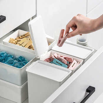 Kutija za pohranu praška za pranje u japanskom stilu s poklopcem i ladicom, 1 L, plastika