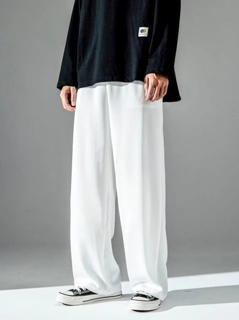 2025 nyári vékony Ice Silk férfi nadrág, egyenes szabás, cropped hossz, sportos mindennapi