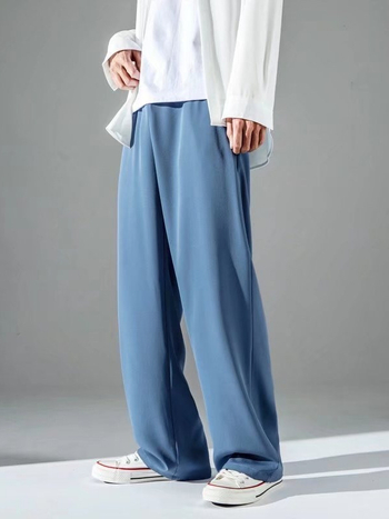 2025 nyári vékony Ice Silk férfi nadrág, egyenes szabás, cropped hossz, sportos mindennapi