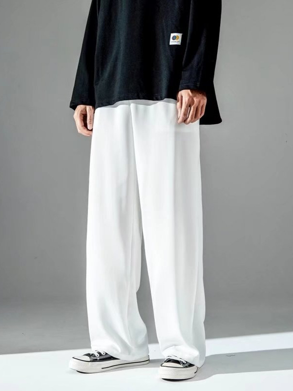 2025 nyári vékony Ice Silk férfi nadrág, egyenes szabás, cropped hossz, sportos mindennapi