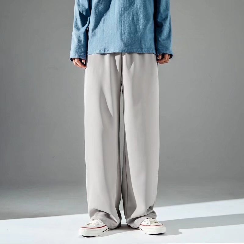 2025 nyári vékony Ice Silk férfi nadrág, egyenes szabás, cropped hossz, sportos mindennapi