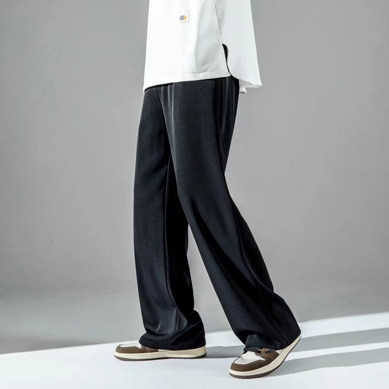 2025 nyári vékony Ice Silk férfi nadrág, egyenes szabás, cropped hossz, sportos mindennapi