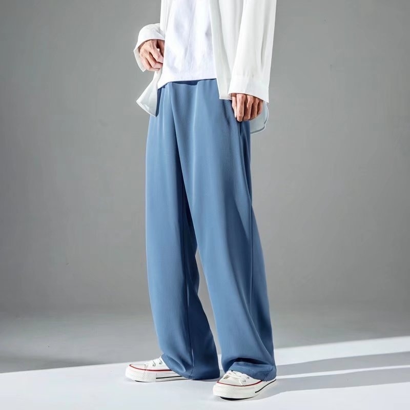 2025 nyári vékony Ice Silk férfi nadrág, egyenes szabás, cropped hossz, sportos mindennapi