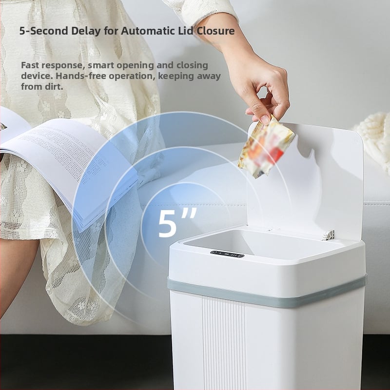 Inteligentný odpadkový kôš s automatickým senzorom a poklopom, nabíjateľný, pre domov, spálňu, obývaciu izbu a kúpeľňu (18-25 L)