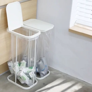 Željezni kanta za otpad sa suhim i mokrim otpadom, preklopnim poklopcem, pravokutnog oblika, kapacitet 12 L ili više, držač vrećica.