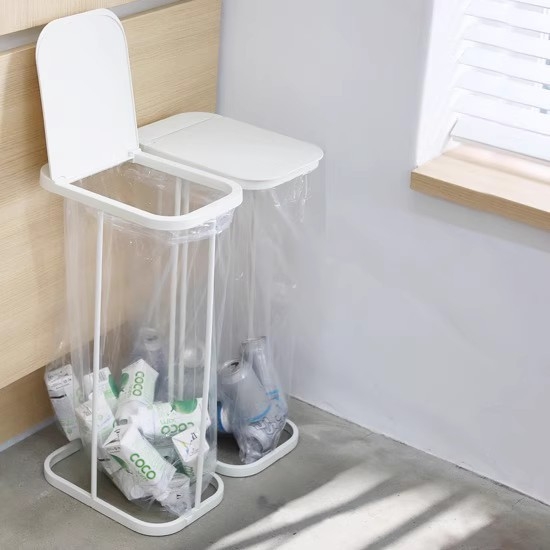 Željezni kanta za otpad sa suhim i mokrim otpadom, preklopnim poklopcem, pravokutnog oblika, kapacitet 12 L ili više, držač vrećica.