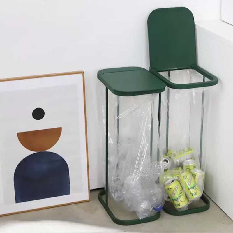 Željezni kanta za otpad sa suhim i mokrim otpadom, preklopnim poklopcem, pravokutnog oblika, kapacitet 12 L ili više, držač vrećica.