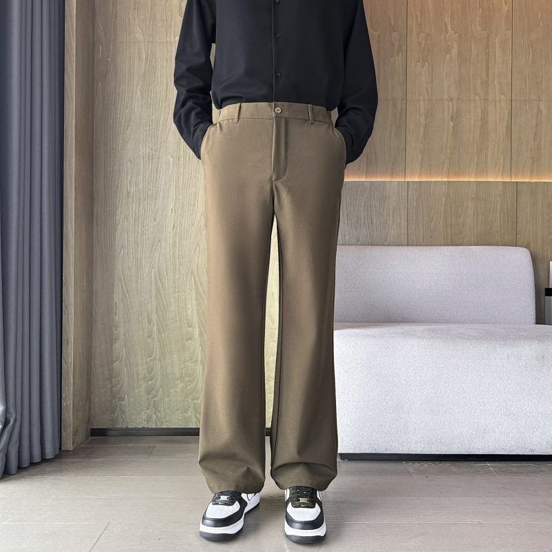 Muške američke casual hlače, ljeto 2025, ravni kroj uz blago proširenje, korejski stil, udobne široke duge hlače