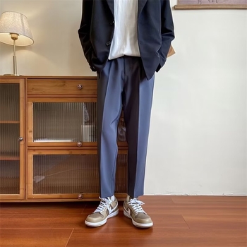 Muške hlače ravnog kroja, ¾ dužine, slim-fit hlače za odijelo, jednofarbne, lagano padajuće za proljeće i jesen