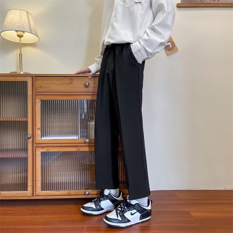 Muške hlače ravnog kroja, ¾ dužine, slim-fit hlače za odijelo, jednofarbne, lagano padajuće za proljeće i jesen