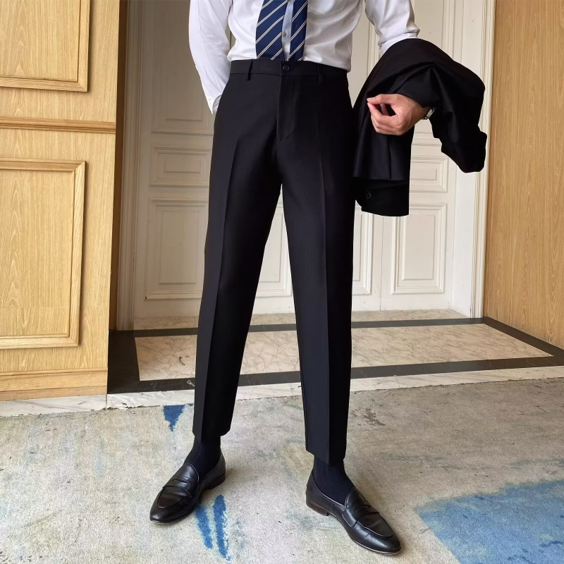 Férfi nyári slim-fit, bokáig érő nadrág, könnyű anyagú, pamut-poliészter keverék