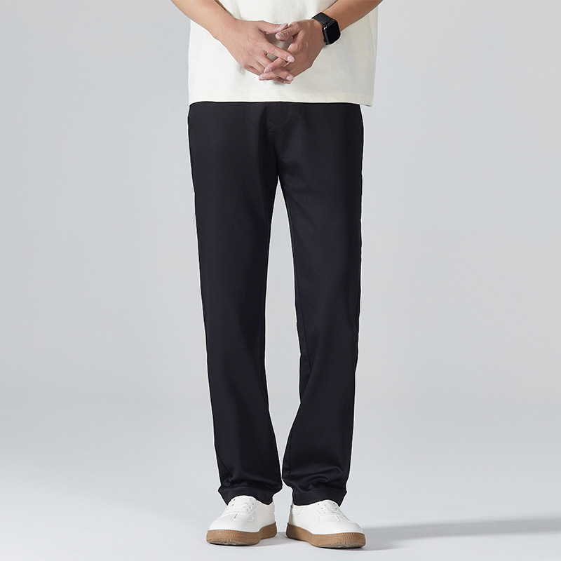 Férfi tavasz-nyári casual nadrág, könnyű ice silk keverék, egyenes szabás, üzleti-kényelmes stílus