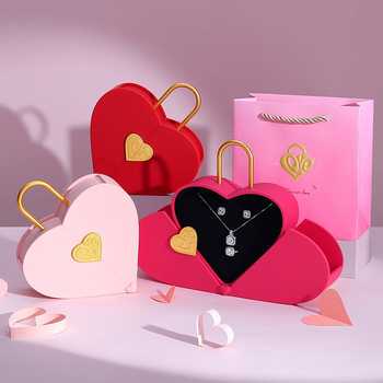 Cutie de bijuterii în formă de inimă pentru Ziua Îndrăgostiților, cutie cadou, organizator pentru coliere, design premium