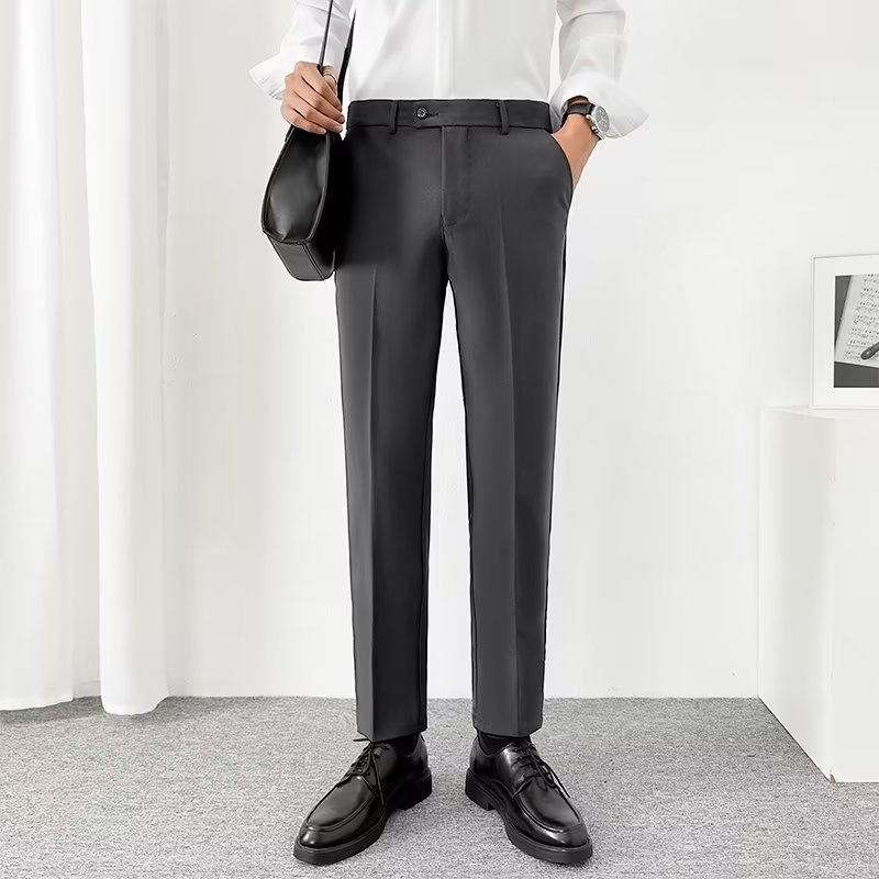 Férfi nadrág ősz-tél fleece-béléses, vastag, slim szabású, cropped hosszúságú, mindennapi viselet