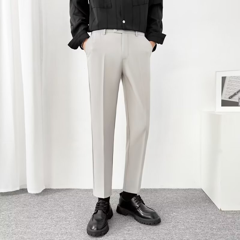 Férfi nadrág ősz-tél fleece-béléses, vastag, slim szabású, cropped hosszúságú, mindennapi viselet