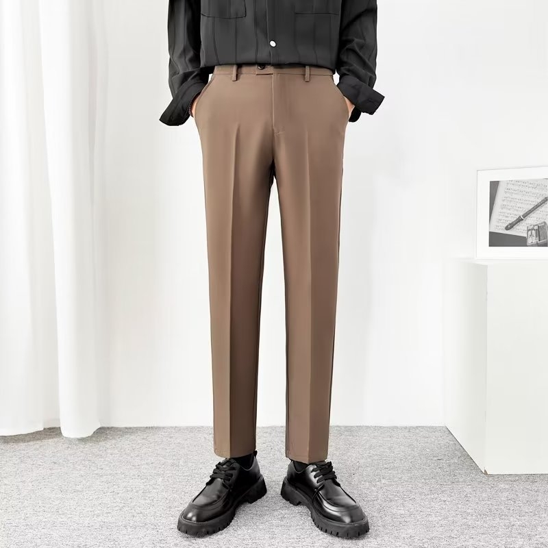 Férfi nadrág ősz-tél fleece-béléses, vastag, slim szabású, cropped hosszúságú, mindennapi viselet