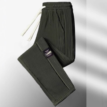 Muške Ice Silk casual hlače, ljetne, široke ravnog kroja, lagane, brzo se suše, s remenom
