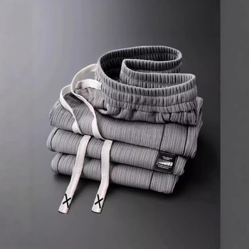 Muške Ice Silk casual hlače, ljetne, široke ravnog kroja, lagane, brzo se suše, s remenom