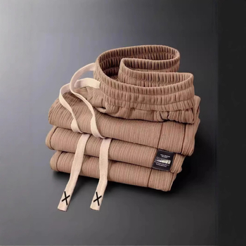 Muške Ice Silk casual hlače, ljetne, široke ravnog kroja, lagane, brzo se suše, s remenom