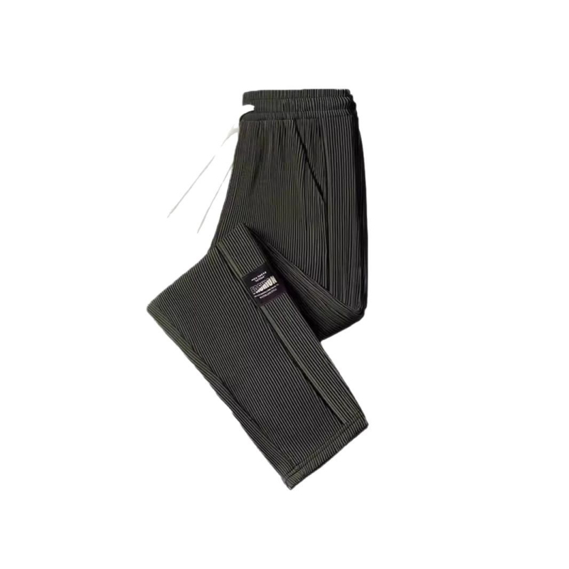 Muške Ice Silk casual hlače, ljetne, široke ravnog kroja, lagane, brzo se suše, s remenom