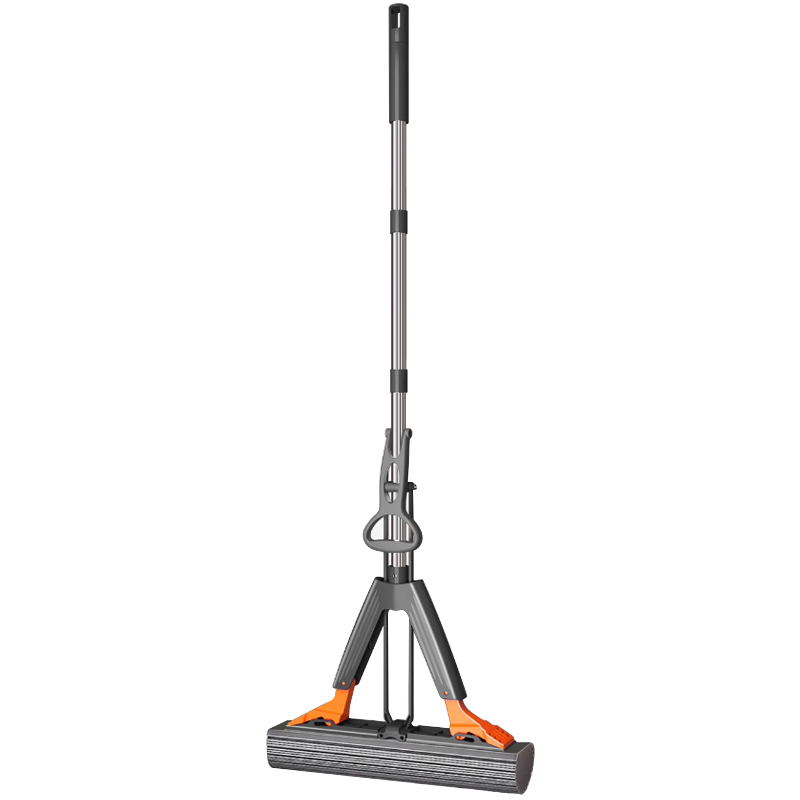Ploški mop s pamučnom krpom, nehrđajući čelični držak, zamjenjiva krpa, prilagodljiva duljina 120–140 cm, za drvene podove