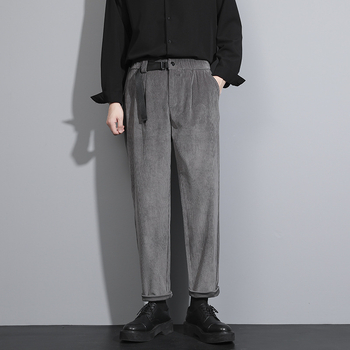 Muške zimske hlače od korduroja, ravni kroj, opuštena silueta, casual / poslovni stil