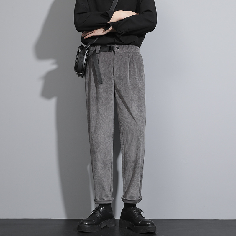 Muške zimske hlače od korduroja, ravni kroj, opuštena silueta, casual / poslovni stil