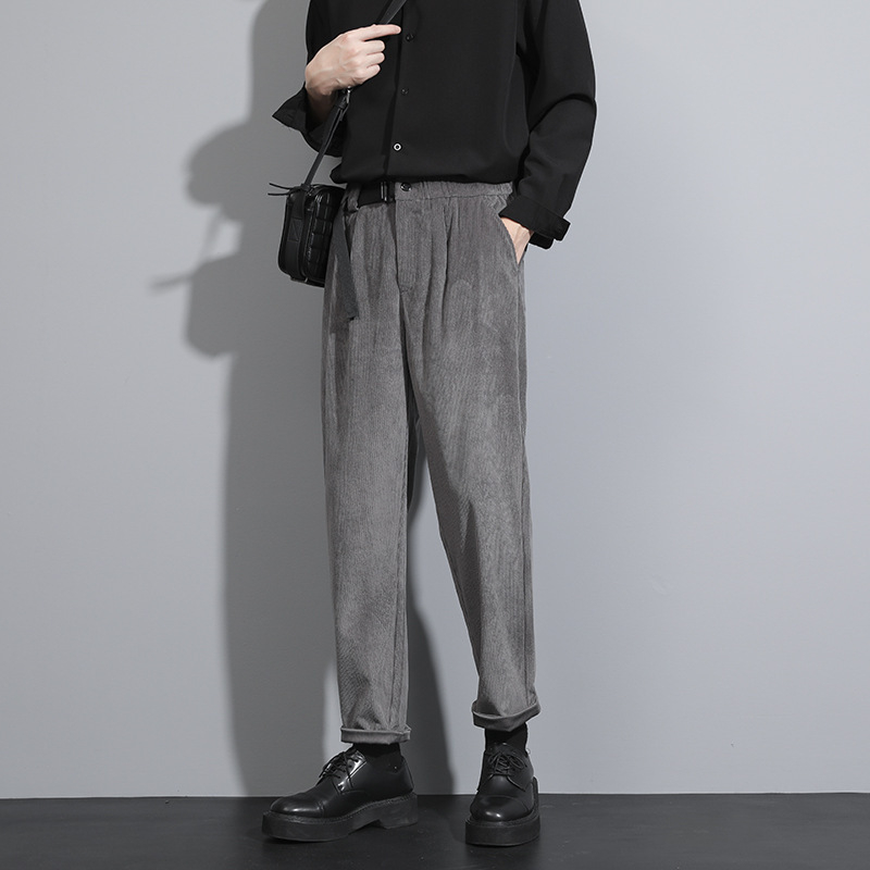 Muške zimske hlače od korduroja, ravni kroj, opuštena silueta, casual / poslovni stil