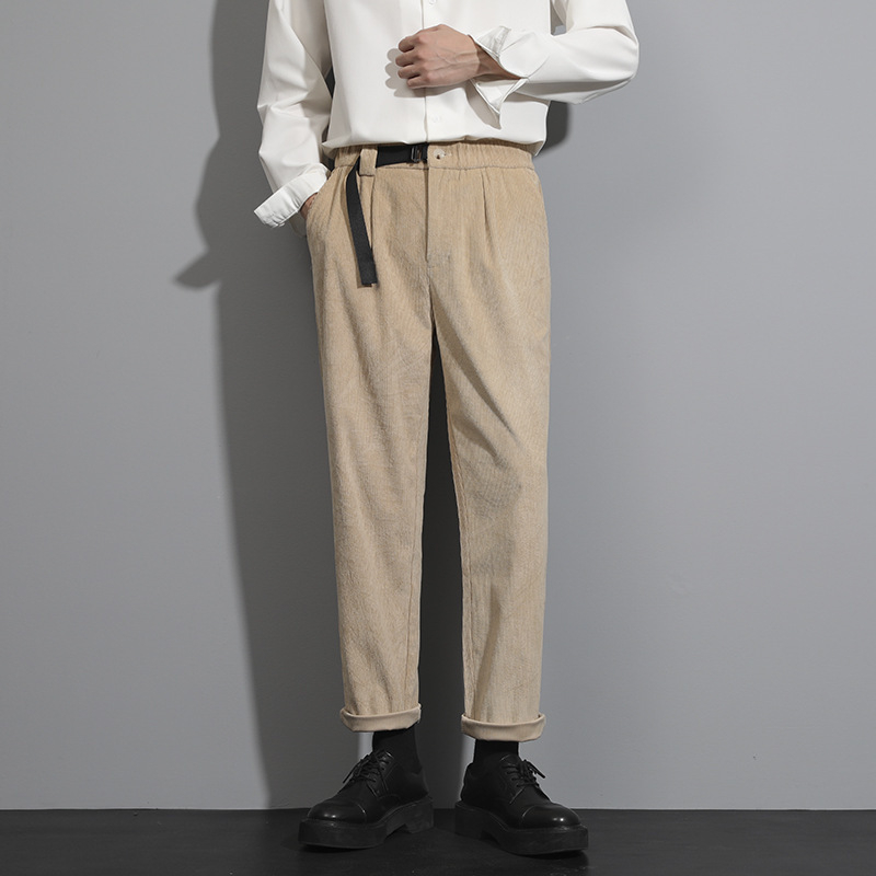 Muške zimske hlače od korduroja, ravni kroj, opuštena silueta, casual / poslovni stil