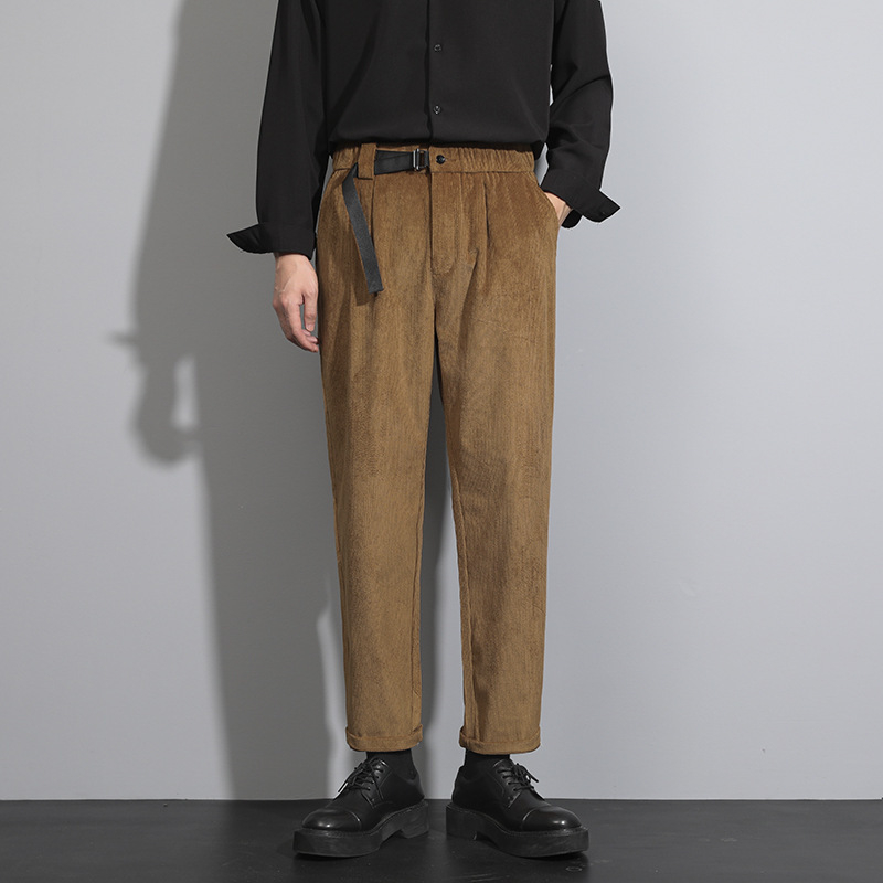 Muške zimske hlače od korduroja, ravni kroj, opuštena silueta, casual / poslovni stil