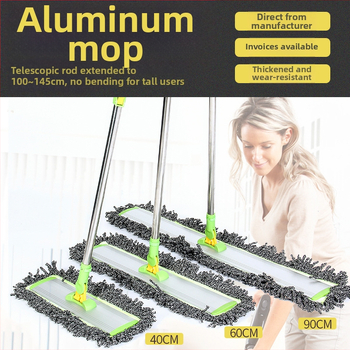 Kućni ravni mop s aluminijskom pločom, bez dodirivanja rukama, velikog formata, nehrđajući čelik, samoljepljiva glava