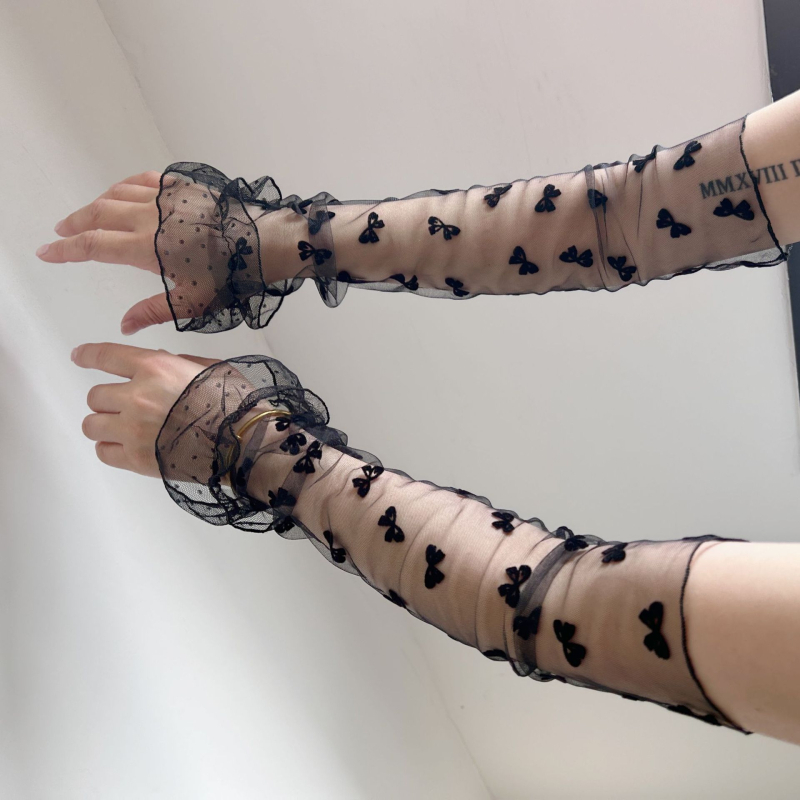 Ljetne rukave s točkicama Lolita mrežastog materijala, zaštita od sunca, mekane i lagane, plisirane od tila, prozračne za žene