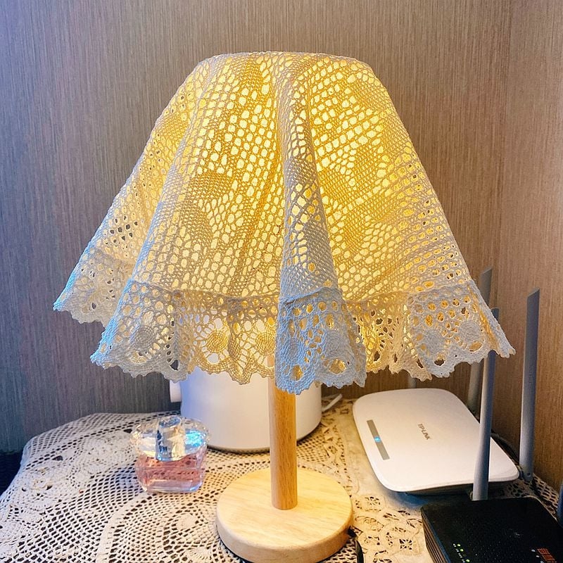 Pastoralni čipkasti kružni stolnjak za kavu i noćni ormarić, DIY sjenilo lampe