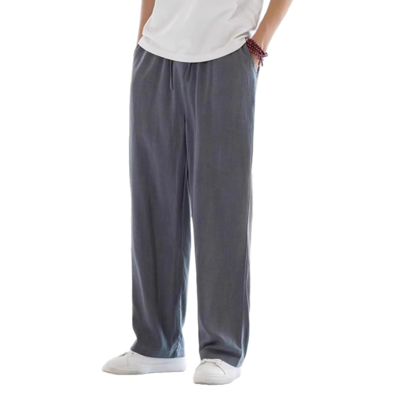 Férfi nyári lennadrág – könnyű, mindennapi sportnadrág, egyenes, laza szabású