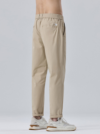 Proljeće 2025: Muške slim-fit cropped hlače khaki, svakodnevne pamučne s elastanom