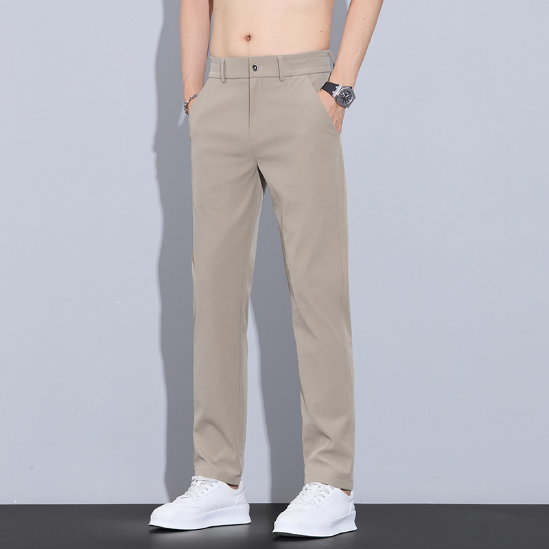 Muške ljetne hlače Ice Silk, tanke i prozračne, slim-fit, ravni kroj, elastične, lagani luksuzni poslovni stil