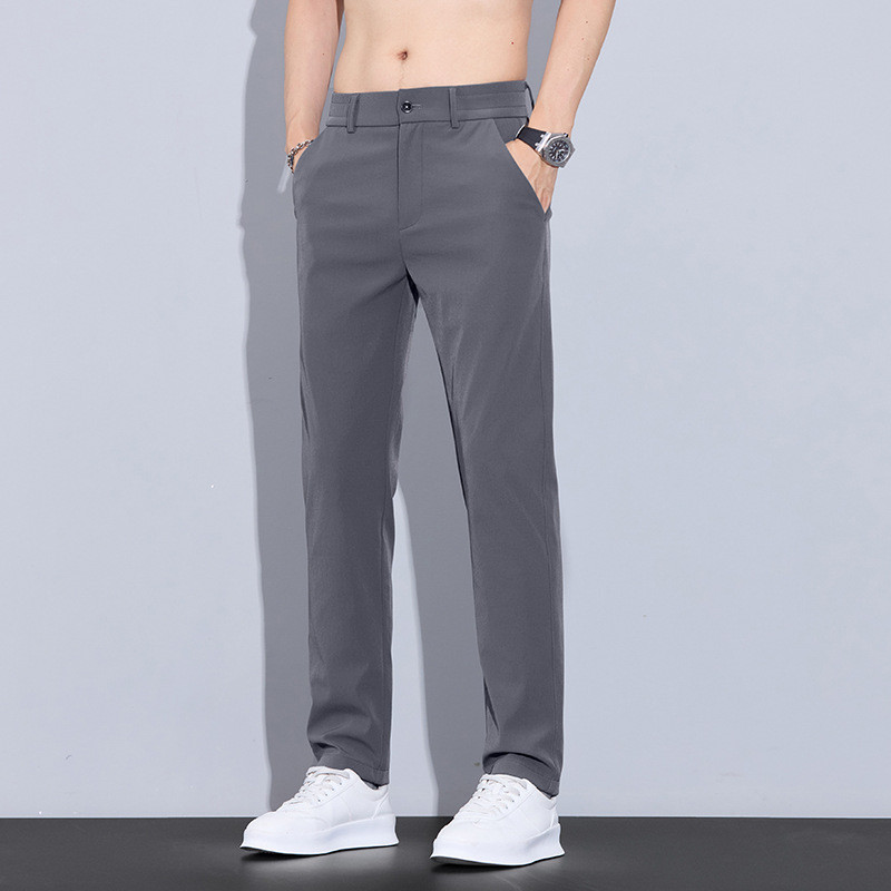 Muške ljetne hlače Ice Silk, tanke i prozračne, slim-fit, ravni kroj, elastične, lagani luksuzni poslovni stil