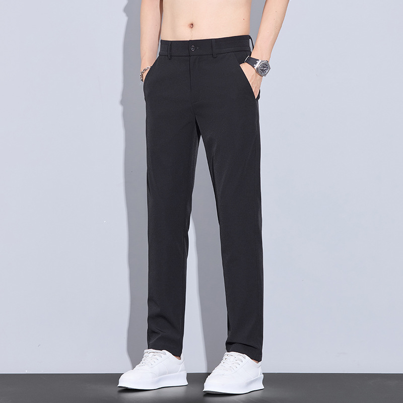 Muške ljetne hlače Ice Silk, tanke i prozračne, slim-fit, ravni kroj, elastične, lagani luksuzni poslovni stil