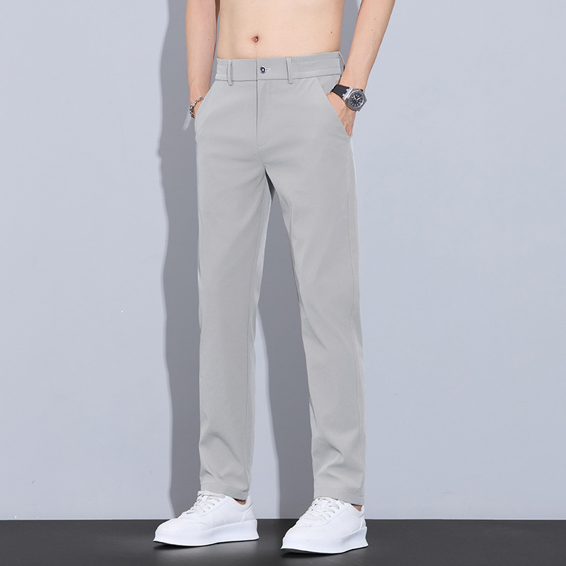 Muške ljetne hlače Ice Silk, tanke i prozračne, slim-fit, ravni kroj, elastične, lagani luksuzni poslovni stil