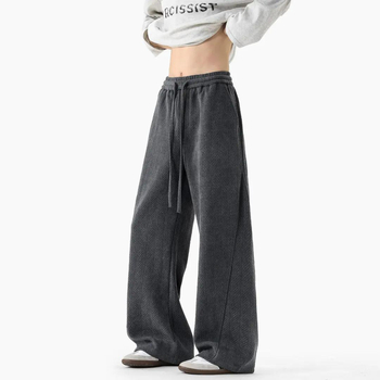 Férfiaknak 450 g súlyú melegítőnadrág fleece-béléssel, gabonás mintával, széles szabás