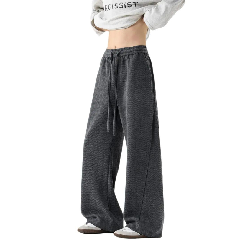 Férfiaknak 450 g súlyú melegítőnadrág fleece-béléssel, gabonás mintával, széles szabás