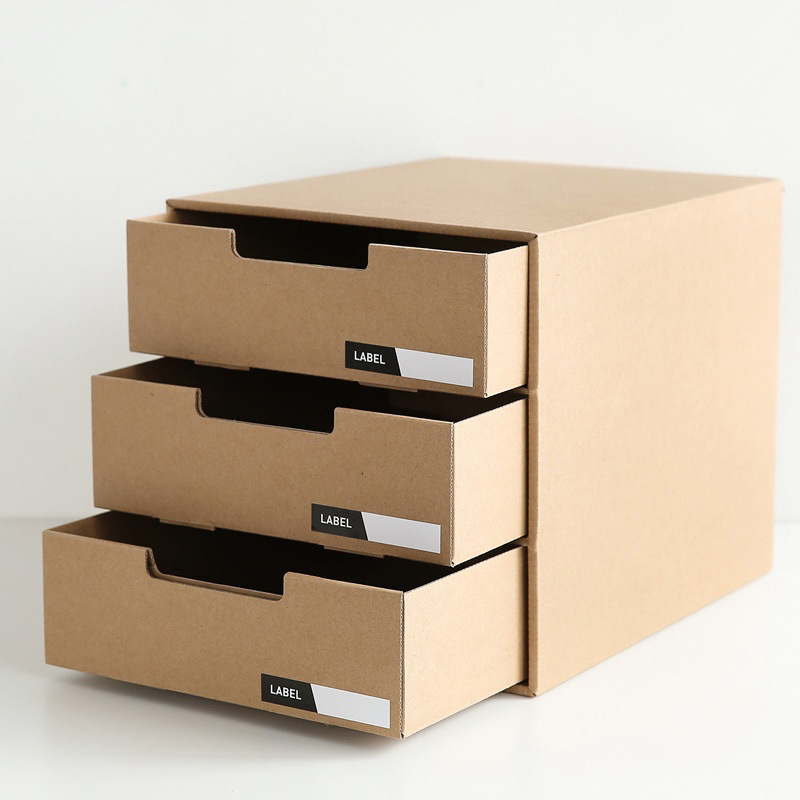 Japanski stil stolni organizator od kraft papira sa ladicama