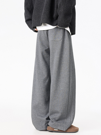 Férfiaknak szabadidőnadrág fleece belsővel és air cotton anyaggal, egyenes szabású, egyszínű, laza fazon, középmagas derék