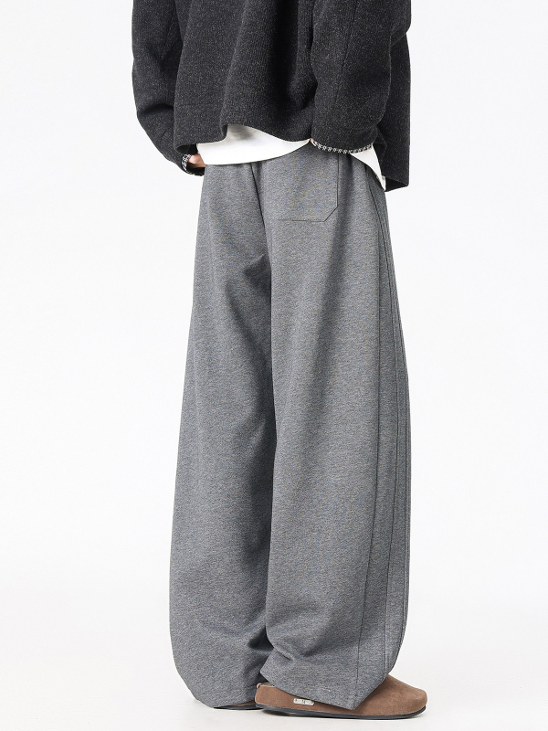 Férfiaknak szabadidőnadrág fleece belsővel és air cotton anyaggal, egyenes szabású, egyszínű, laza fazon, középmagas derék