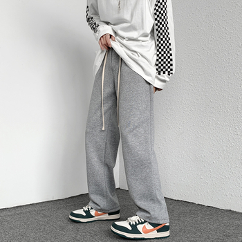Hlače za visoke muškarce, jesen-zima, ravni kroj 190, s fleece podstavom i padajućom siluetom, sportske casual hlače, duge noge, duljina 120 cm