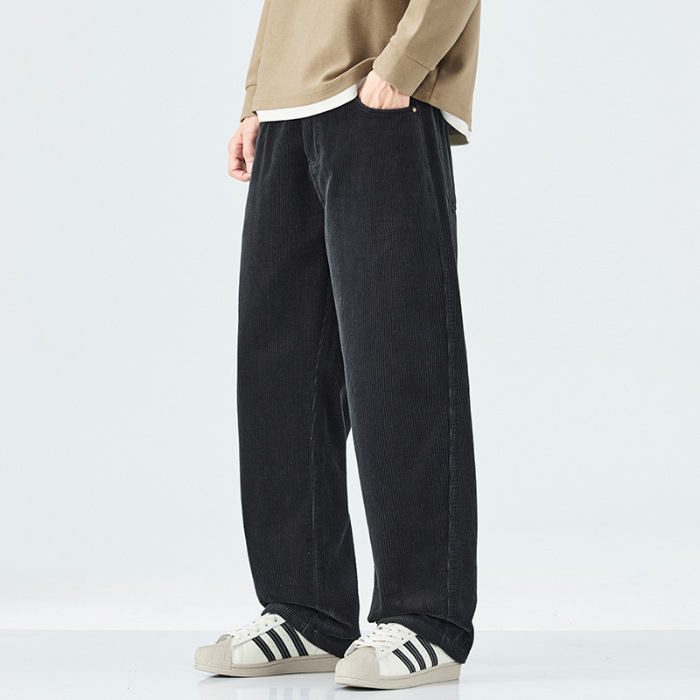 Férfi corduroy casual nadrágok, ősz-tél 2025, lazák és kényelmesek, egyenes szabású